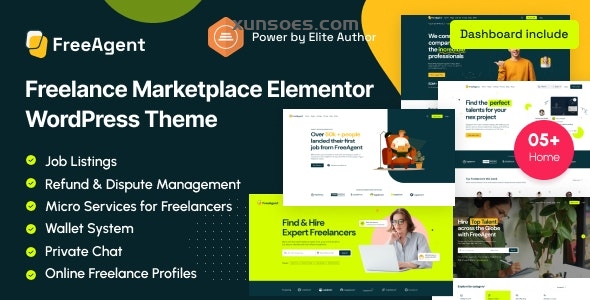 FreeAgent Freelance Marketplace Elementor WordPress Theme 1.0 GPL Theme