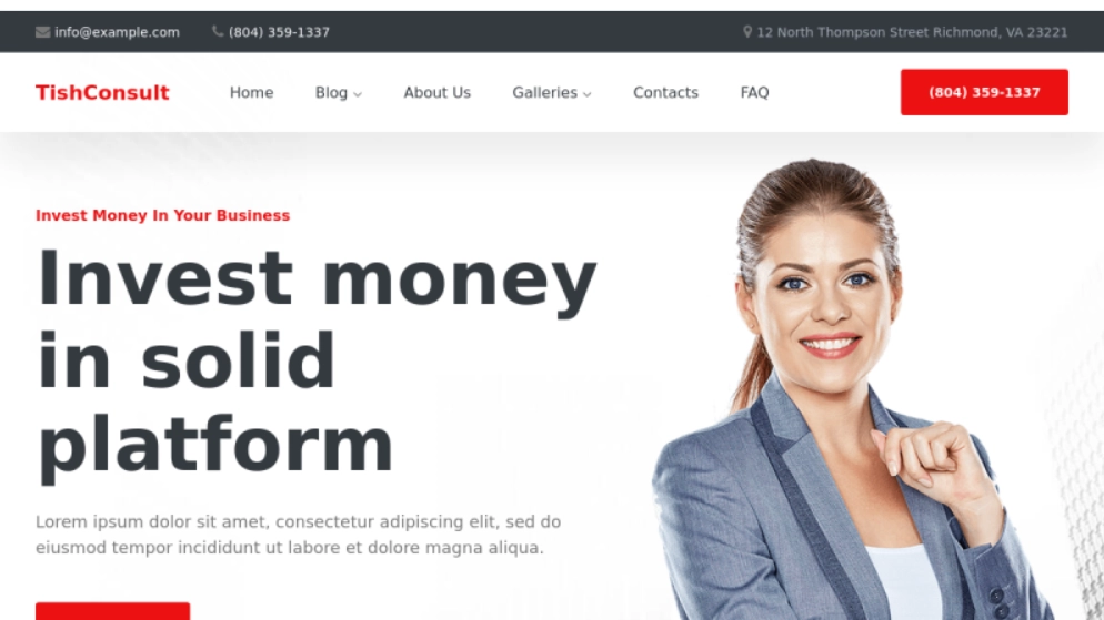 TishConsult Business and Consulting WordPress Theme 1.0.0 GPL Theme